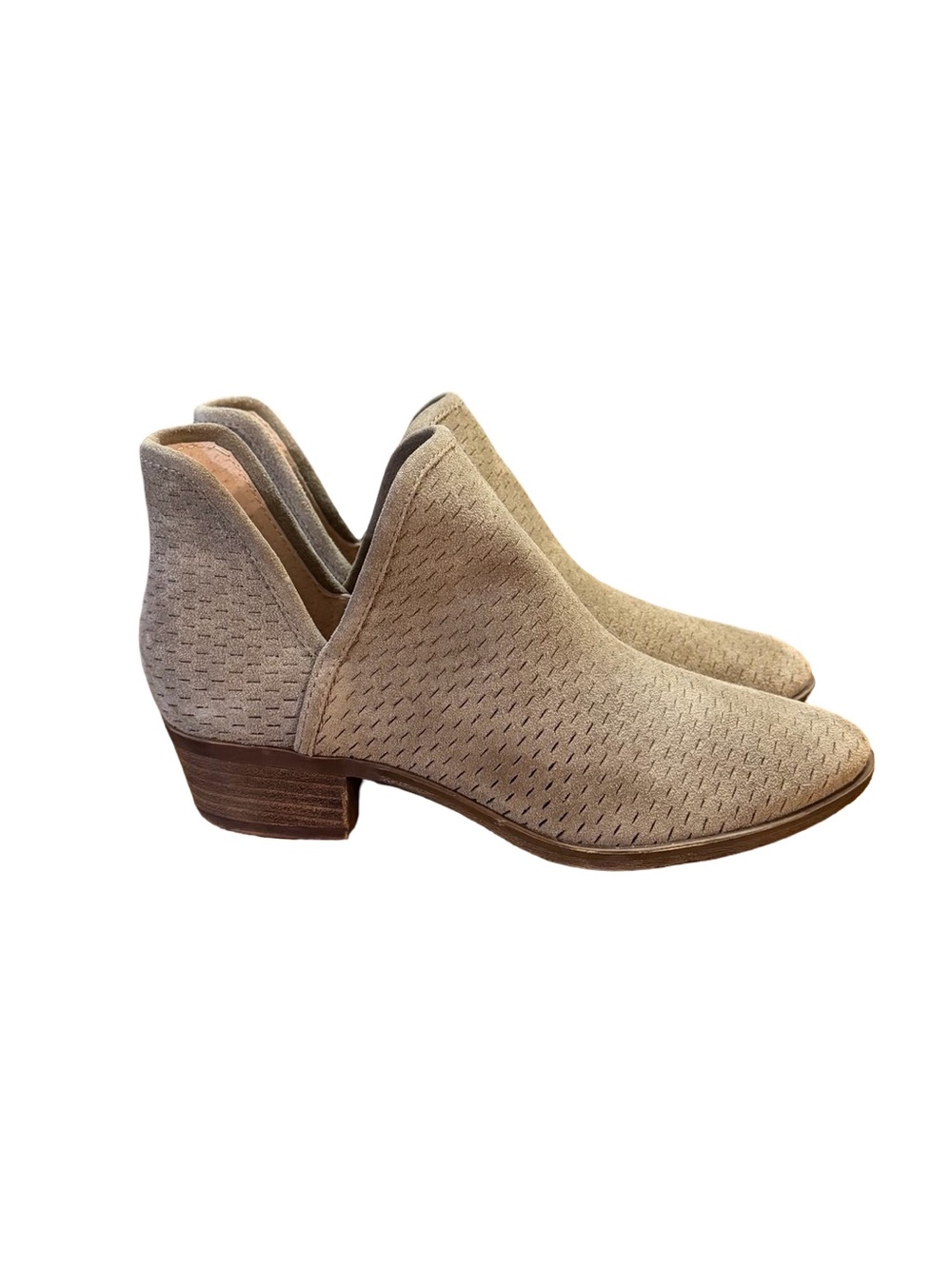 Lucky Brand "Baley" Perforated Suede Ankle Booties Women’s Size 7.5